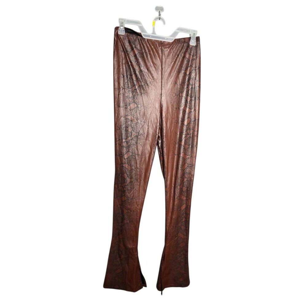 Prettylittlething Brown Faux Leather Python Print… - image 2